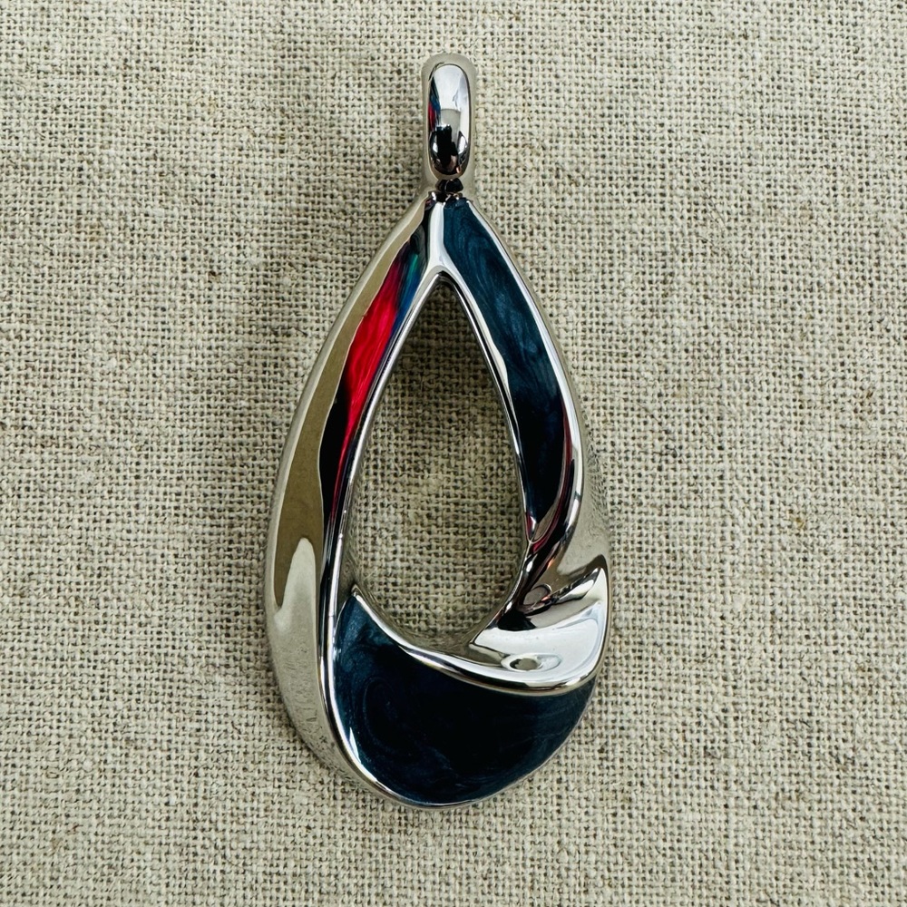 Lia Sophia Open Twist Tear Drop Silver and Blue Pendant